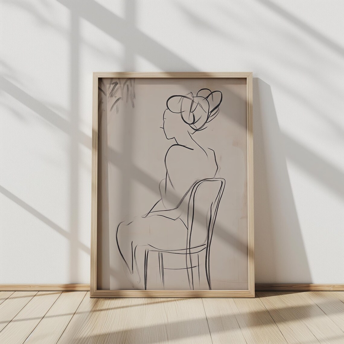 Seated Woman Elegant Line Art Contour Drawing Minimalist Figure Poster