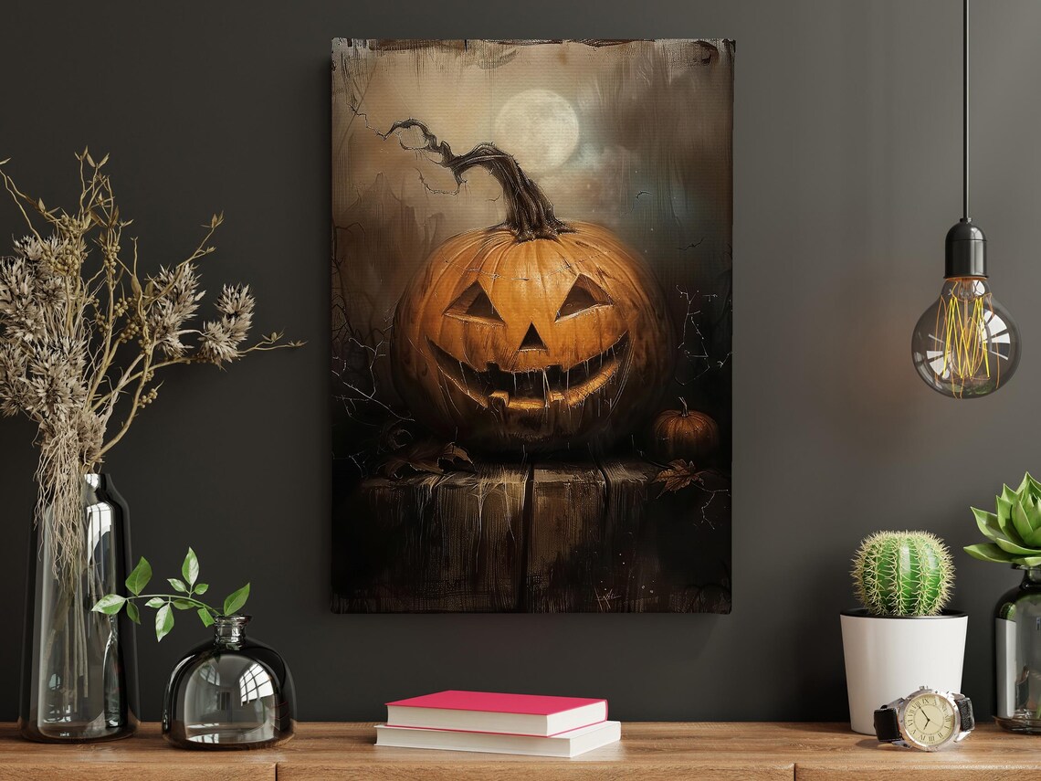 Vintage Pumpkin Halloween Art Print, Dark Decor - Image 5
