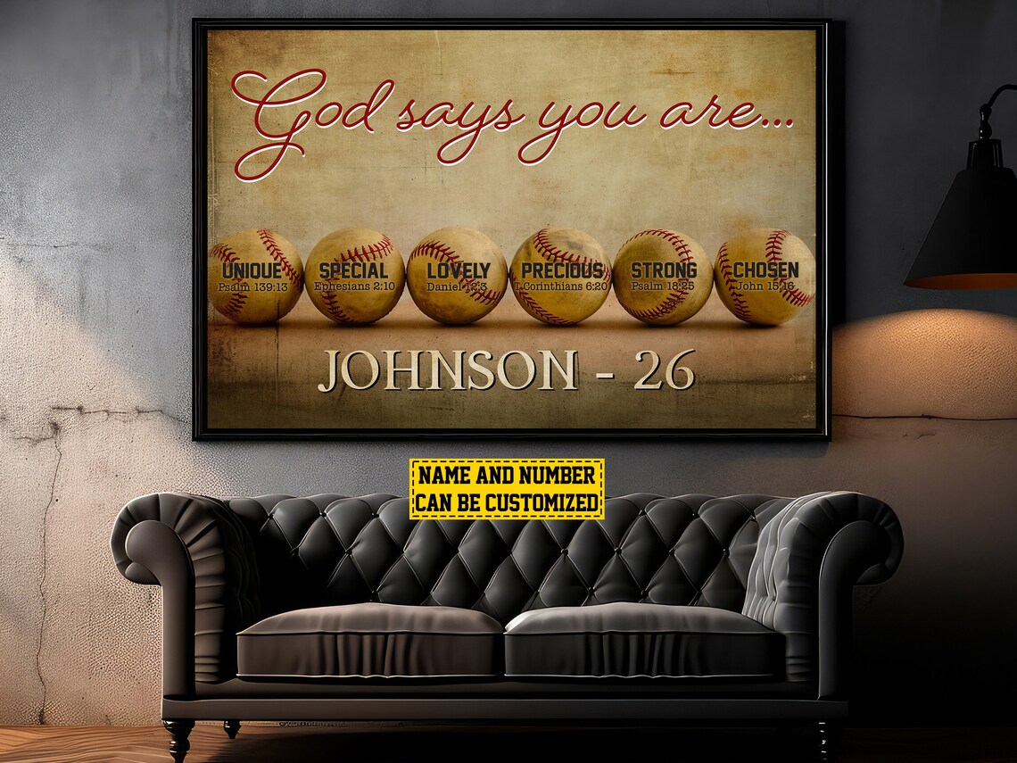 God Says You Are Baseball Scripture Personalized Poster Custom Name Wall Art - Image 4