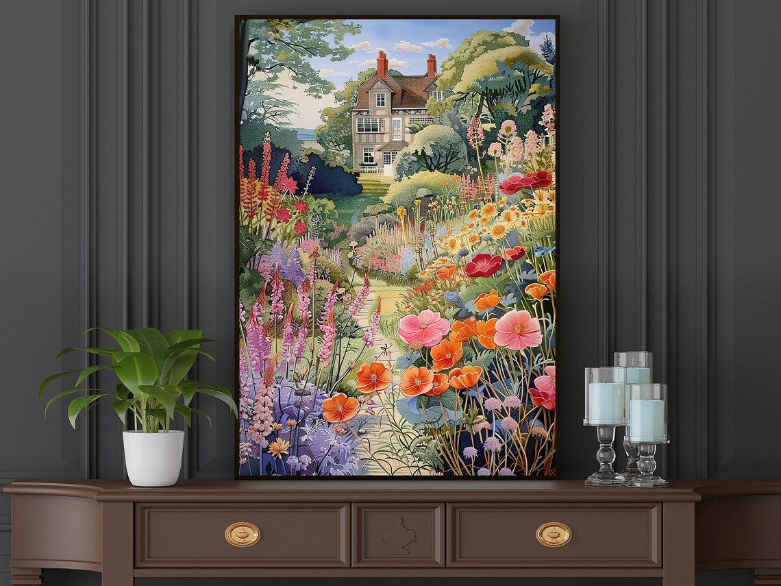 Vintage Cottage Wildflowers Garden Poster Print - Image 5