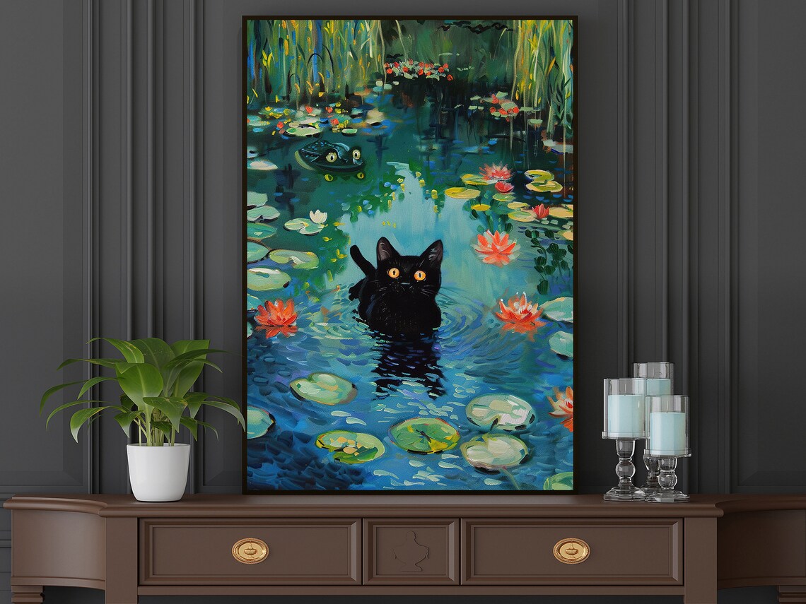 Matisse Black Cat on the Lake, Vintage Cat Art Print - Image 5