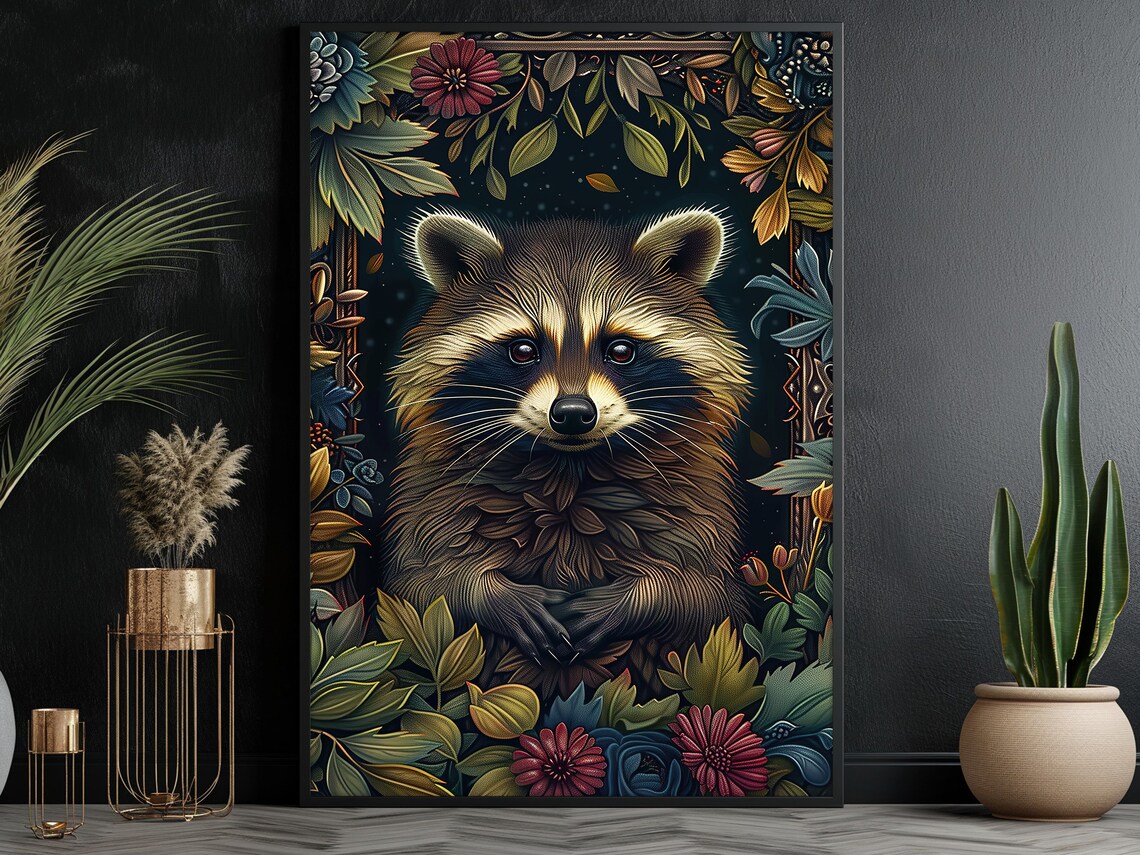 Vintage Raccoon Print, Retro Animal Poster Print - Image 3