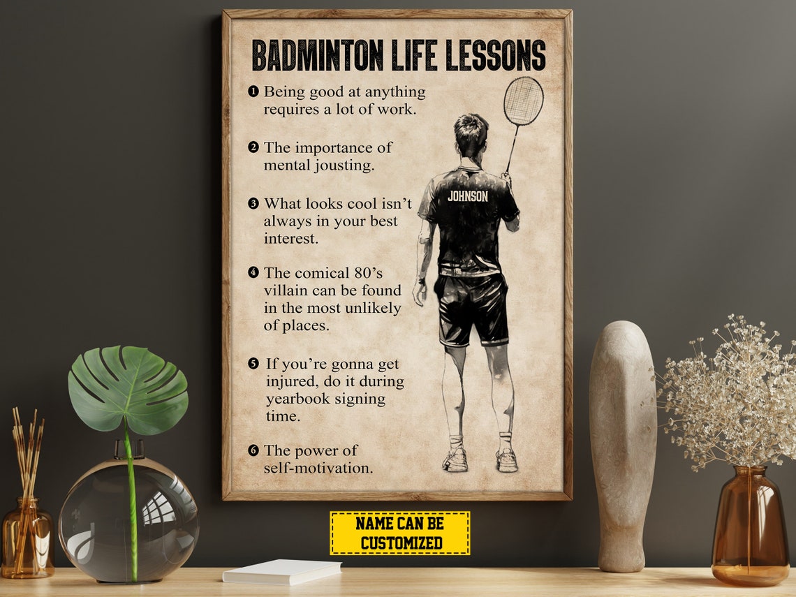 Badminton Life Lessons Personalized Print Badminton Poster Print Badminton Gift For Boy Son - Image 5