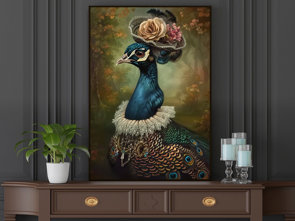 Cottage Peacock Lady Renaissance Poster Print - Image 4