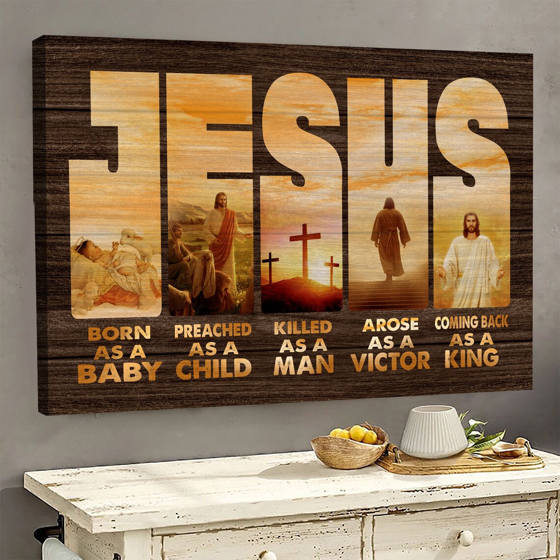 Jesus Born As A Baby Coming Back As A King Christian Faith Canvas Poster - Image 3