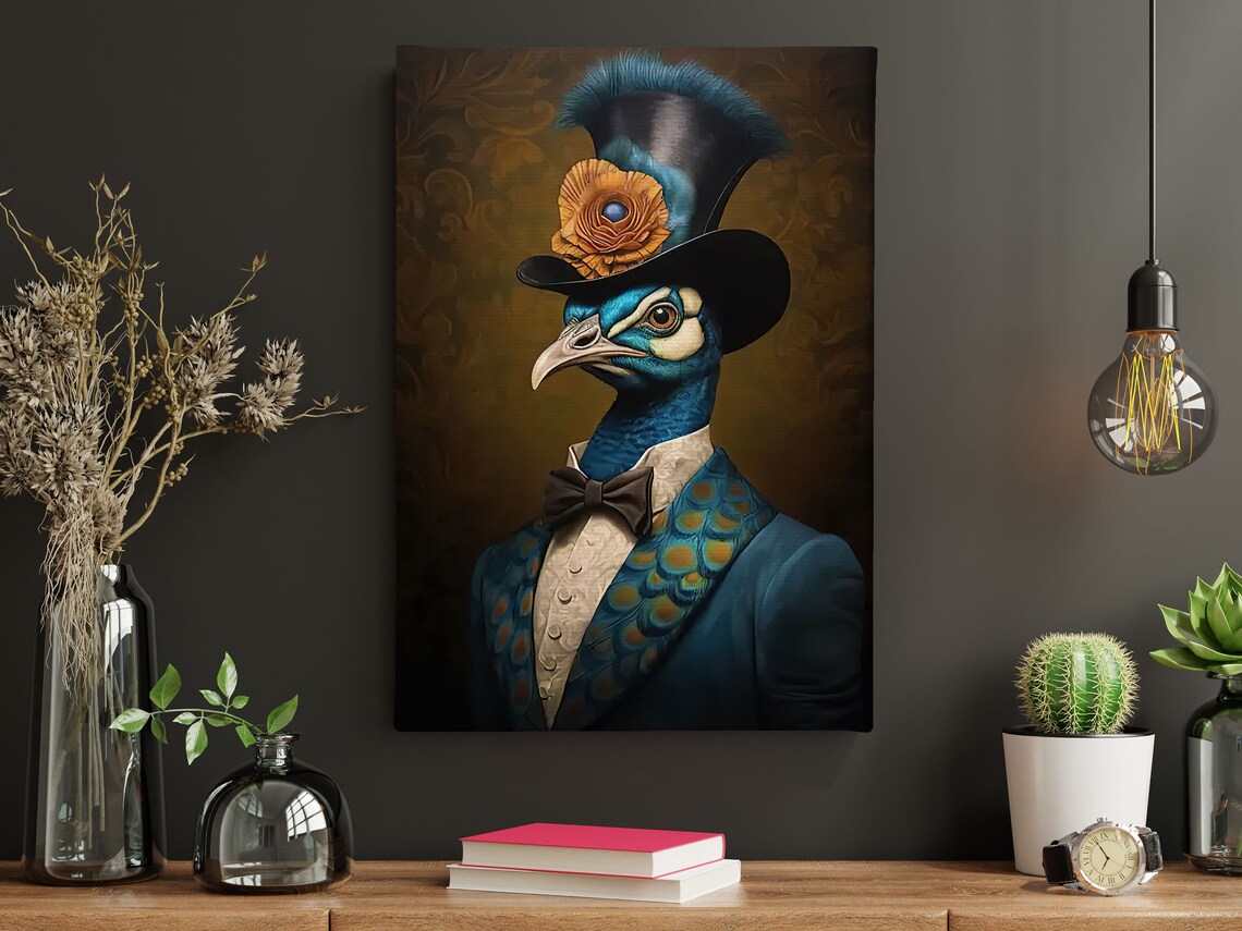Vintage Renaissance Peacock Poster, Cottage Wall Art Print - Image 4