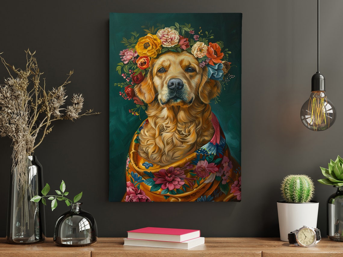 Matisse Maximalist Floral Golden Retriever Painting Cottage Dog Print Dog Print Animal Poster Print Wild Animal Wall Art - Image 4