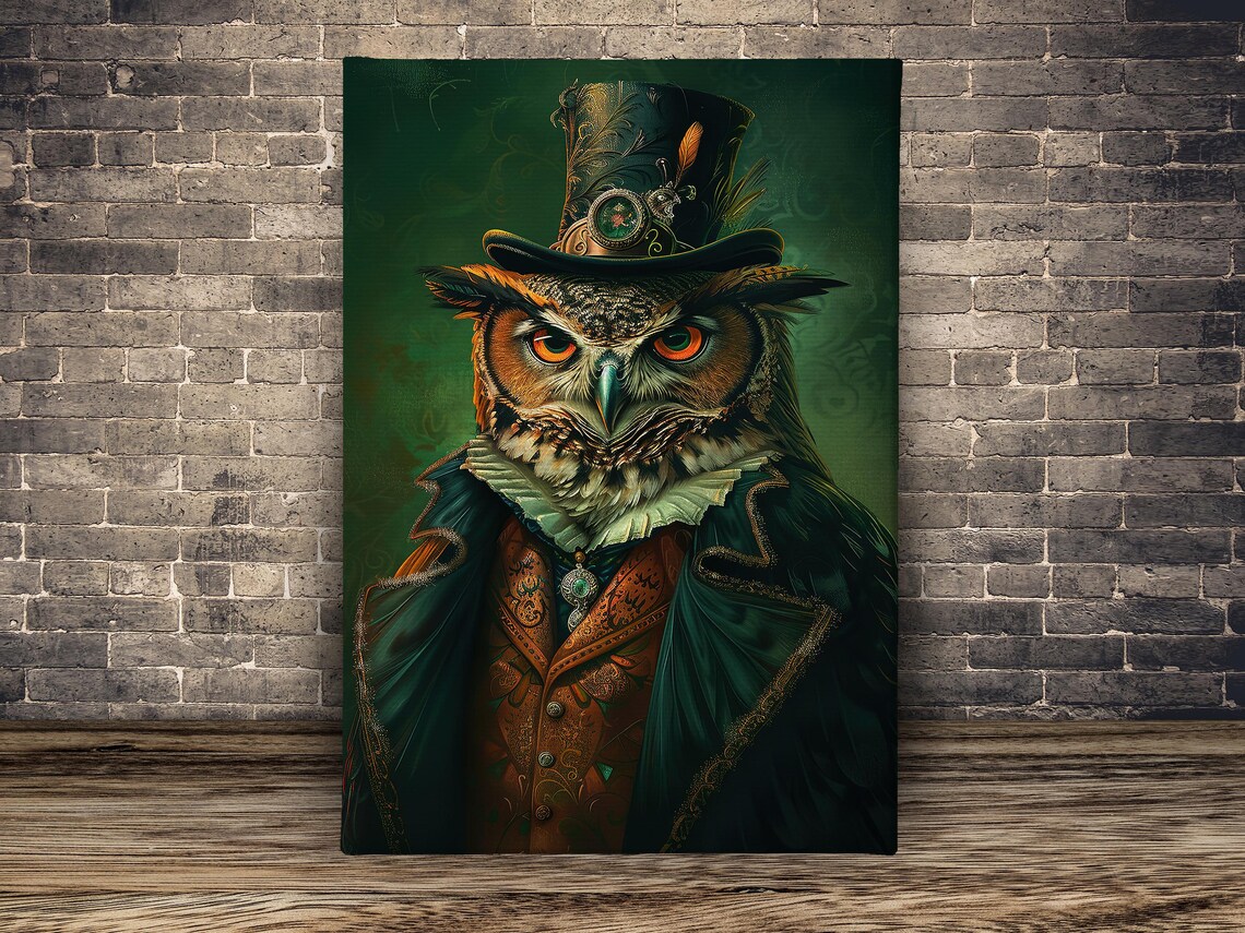 Gothic Owl In Suit Art Print, Dark Gentleman - Image 2