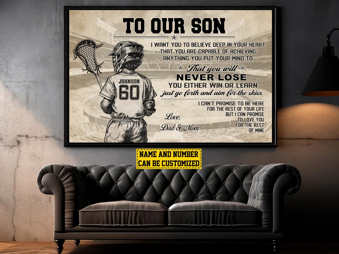 Lacrosse To Our Son Personalized Print Lacrosse Custom Poster Lacrosse Print Lacrosse Gift For Boy Son - Image 4
