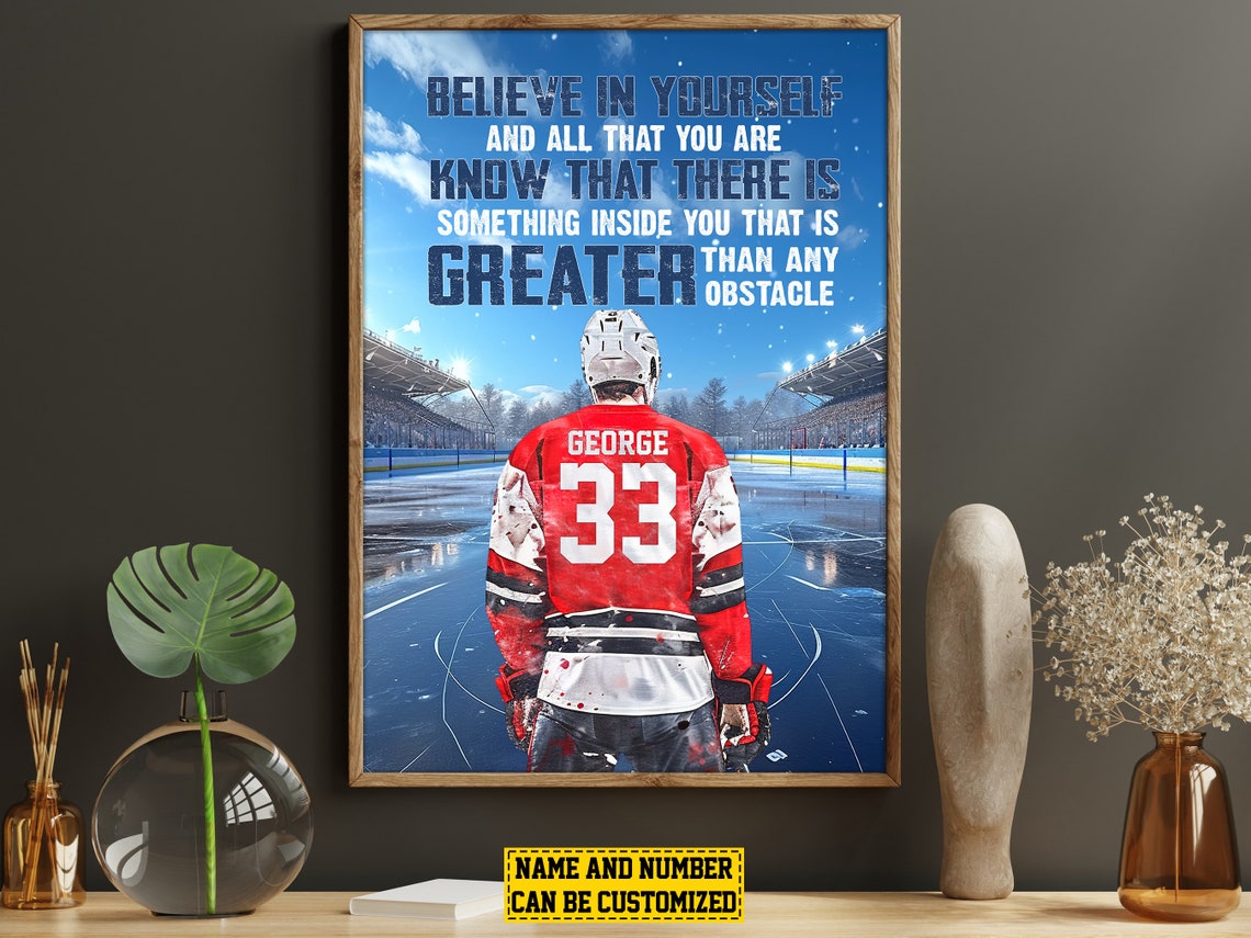 Hockey Believe In Yourself Personalized Player Motivation Poster - Image 3