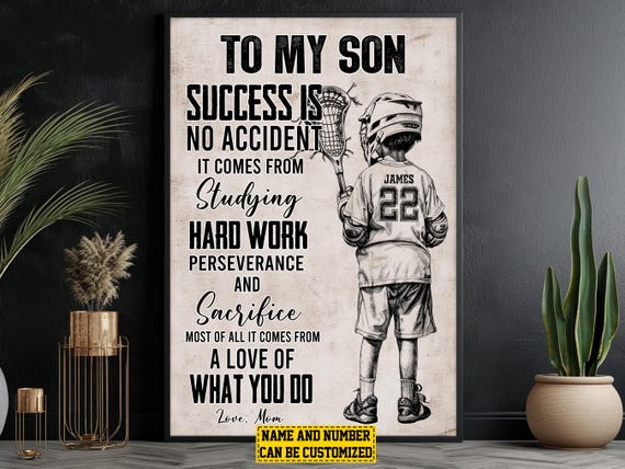Lacrosse To My Son Personalized Print Lacrosse Custom Poster Print Lacrosse Gift For Boy Son