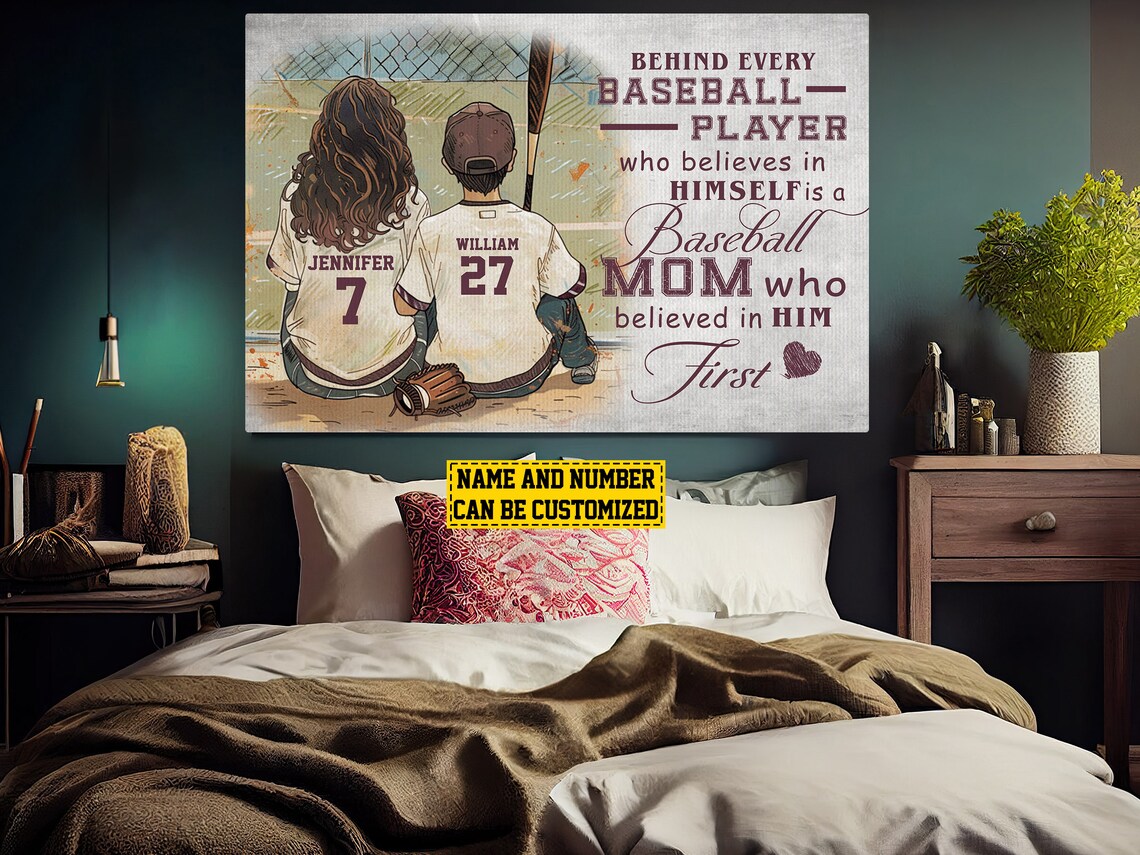 Personalized Baseball Poster Print for Mom and Son - Image 5