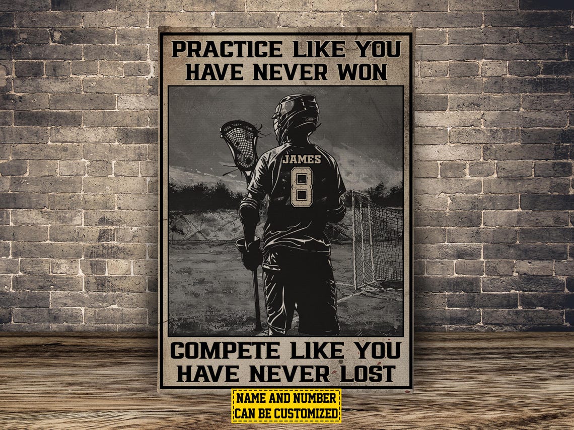 Personalized Lacrosse Practice Compete Motivational Poster Gift - Image 2