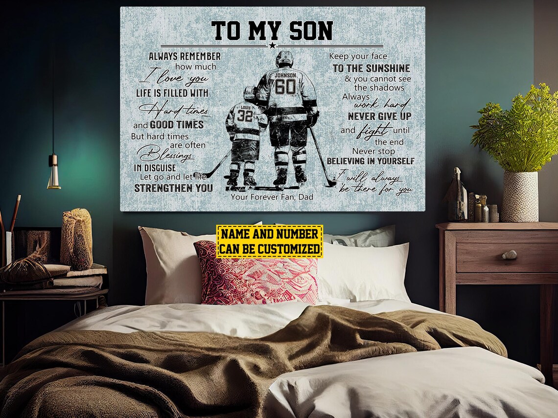 Hockey For My Son Personalized Team Sports Poster Print - Image 5