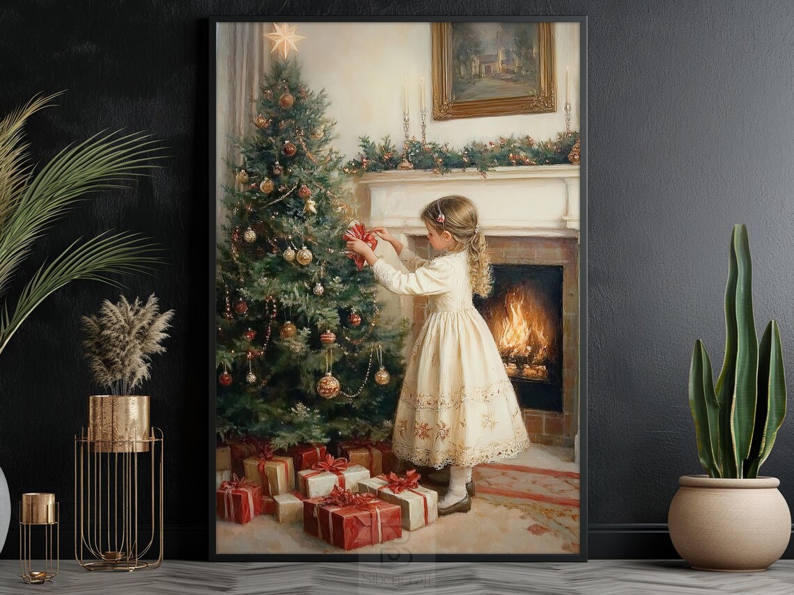 Cozy Christmas Tree Poster, Warm Holiday Decor