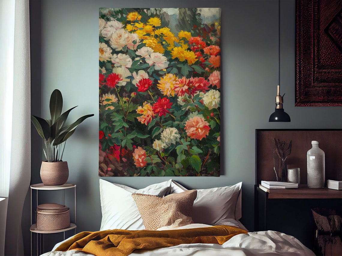Vintage Flowers Garden Painting Flowers Art Print Cottage Roses Flowers Garden Poster Flowers Wall Art - Image 2