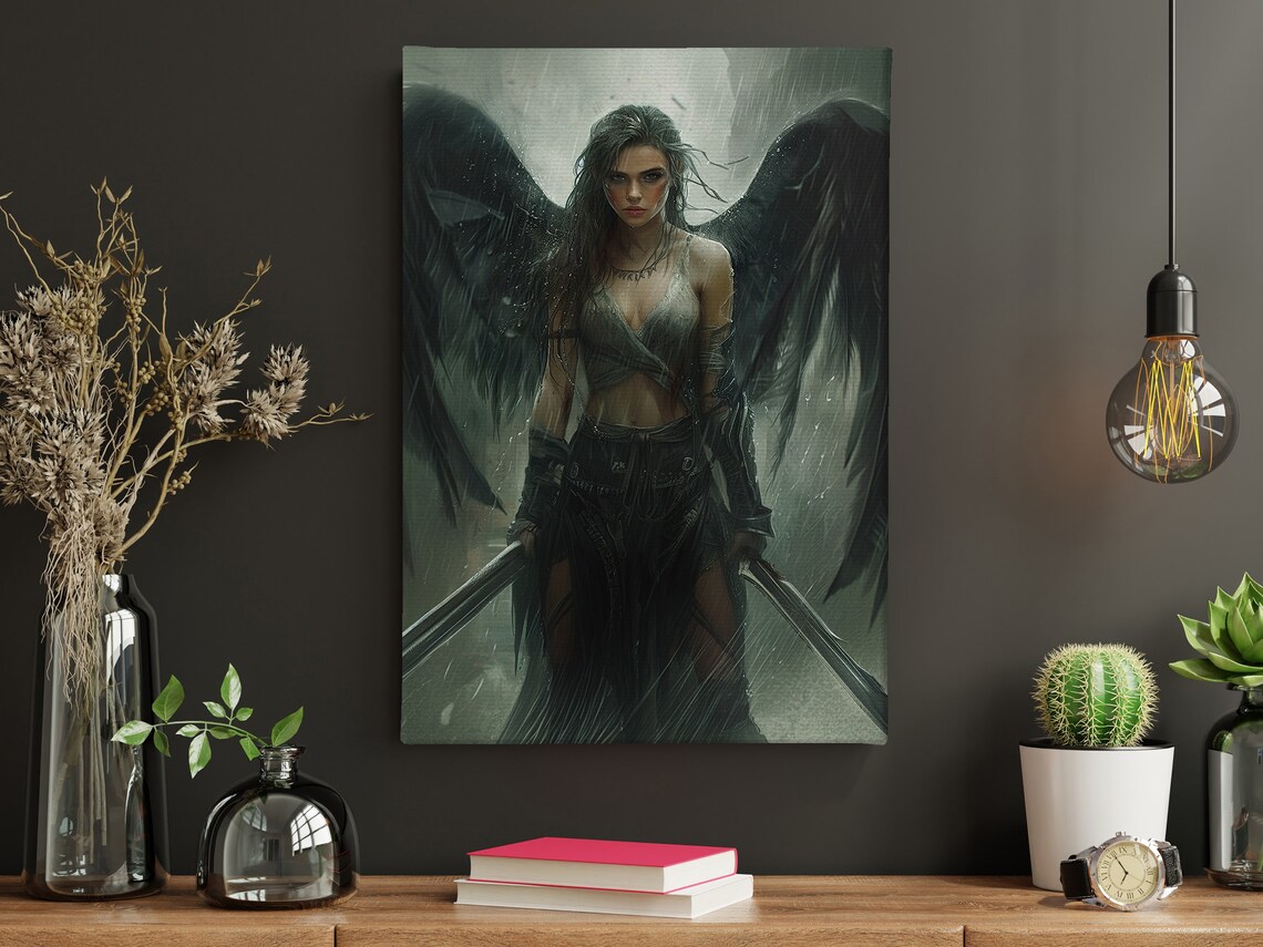 Winged Warrior Woman, Dark Academia Art Print - Image 4