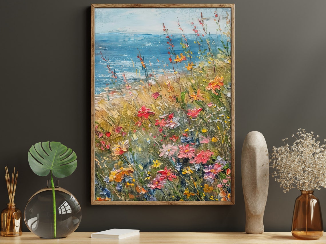 Cottage Wild Flowers Oil Painting Flowers Print Vintage Flowers Flower Poster Retro Flowers Wall Art