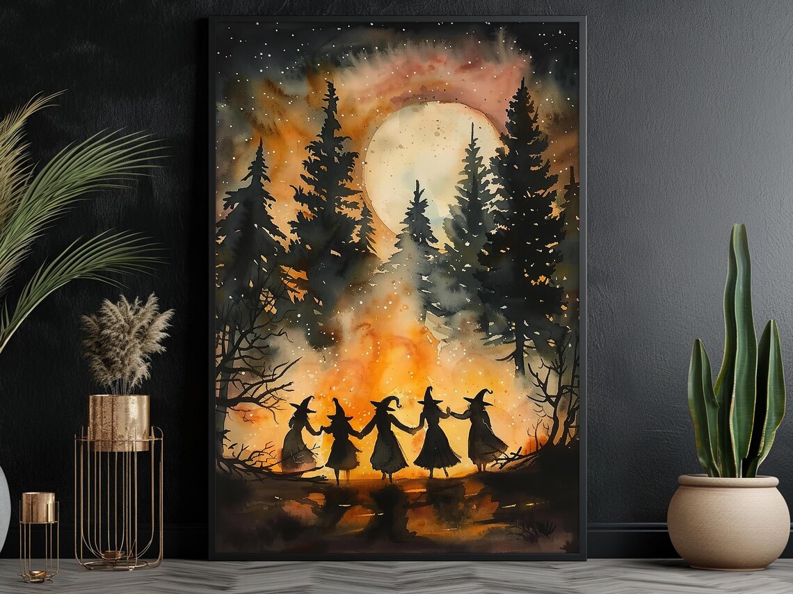 Haunted Witch Dancing Under Moon, Halloween Poster - Image 5