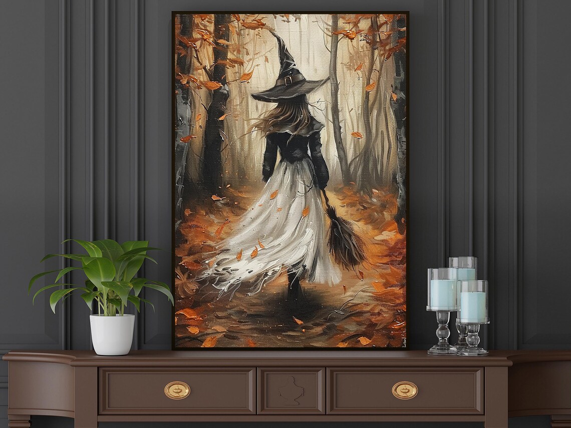 Autumn Young Witch in the Forest Halloween Poster - Image 6