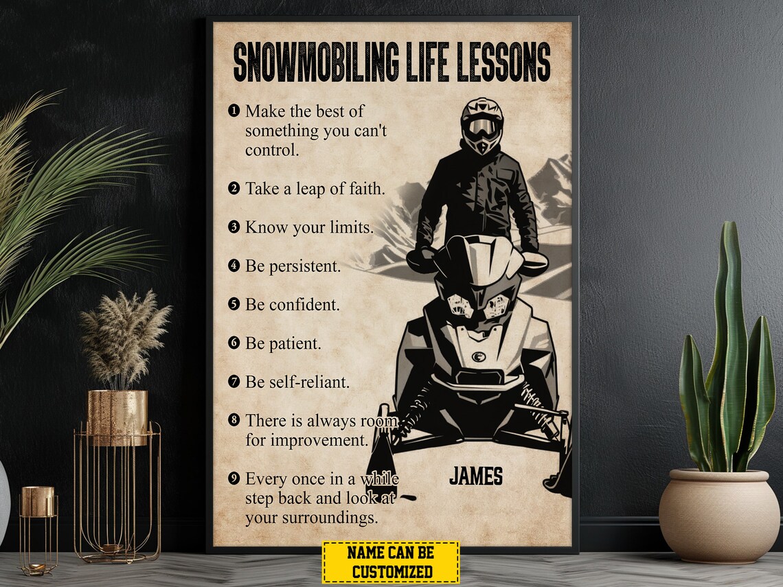 Snowmobiling Life Lessons Personalized Poster Print - Image 2