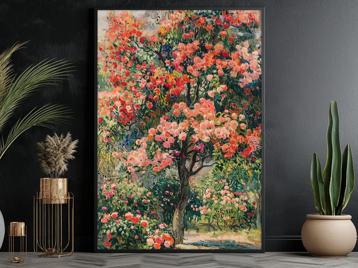 Vintage Flowers Garden Painting Flowers Art Print Cottage Roses Flowers Garden Poster Flowers Wall Art - Image 3