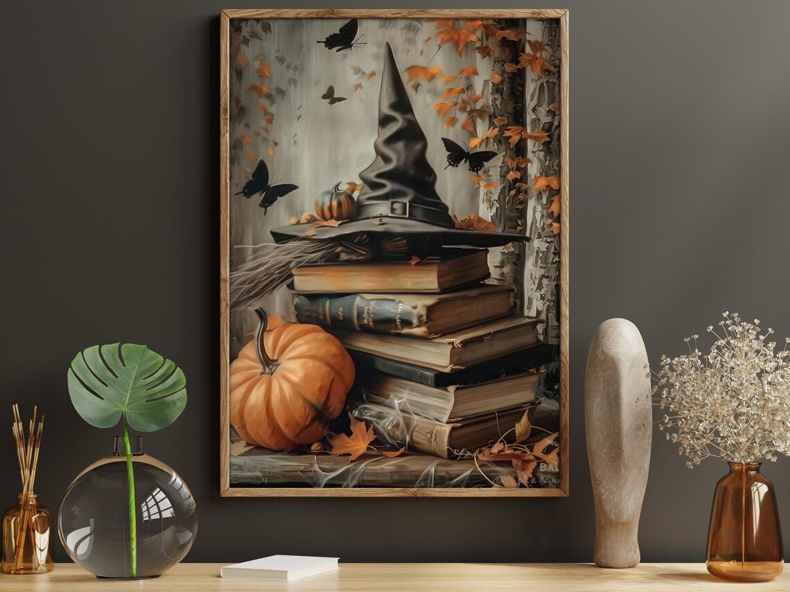 Vintage Witchy Hat and Magic Books, Halloween Poster - Image 6