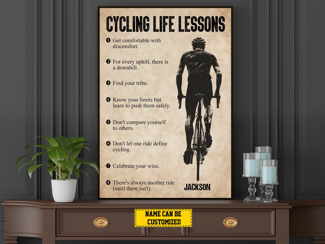 Cycling Life Lessons Personalized Print Cycling Poster Print Cycling Gift For Boy Man - Image 3