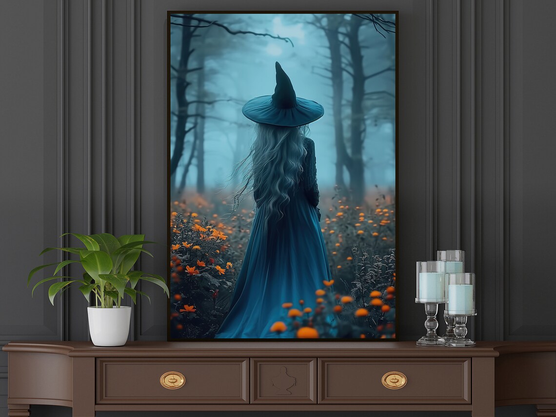 Forest Magic Witch Painting, Halloween Wall Art - Image 4