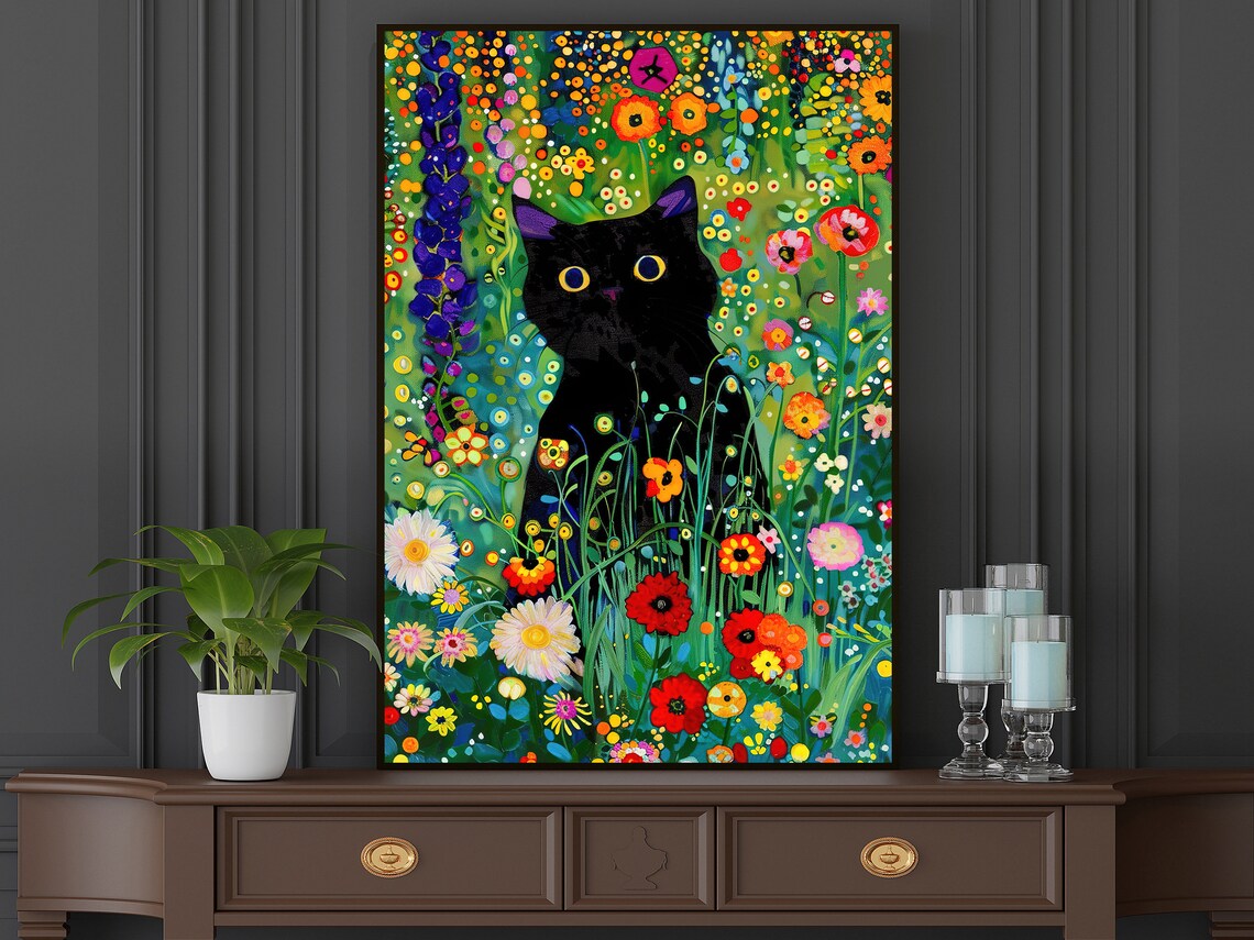 Matisse Black Cat in Flowers, Vintage Cat Art Print - Image 5