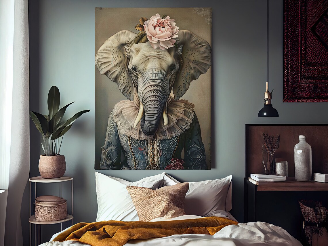 Vintage Renaissance Elephant Art Print, Retro Decor - Image 2