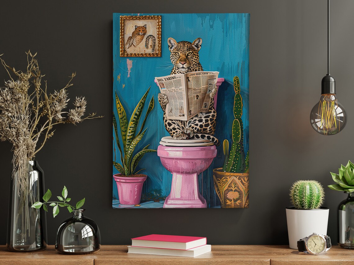 Matisse-Inspired Leopard on Toilet Bathroom Art Print - Image 5