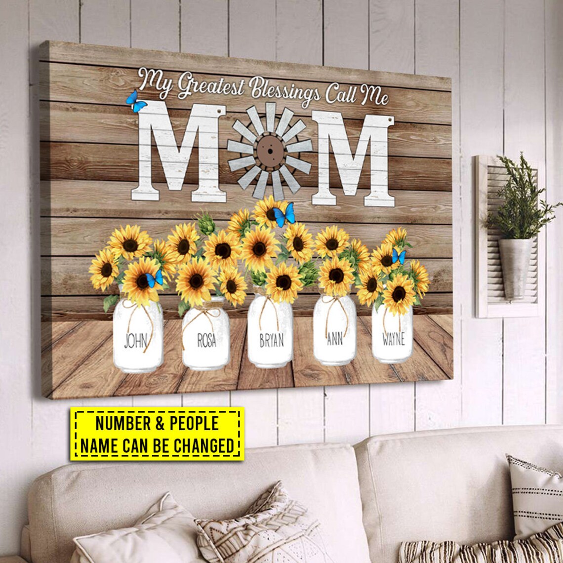 Personalized Family Members Sunflower Art Print for Mom - Image 4