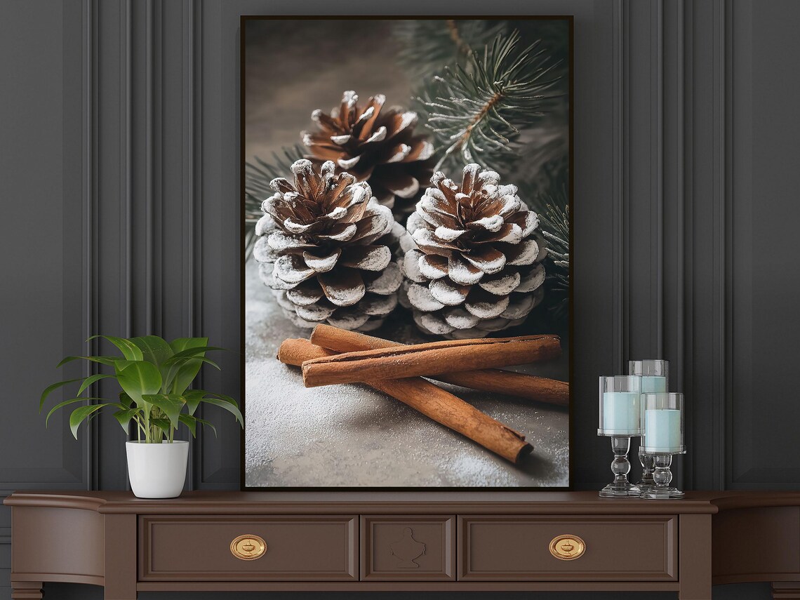 Vintage Pinecone Print, Cozy Christmas Poster - Image 6