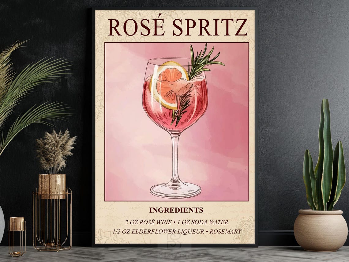 Rose Spritz Wine Poster, Bar Wall Decor - Image 5