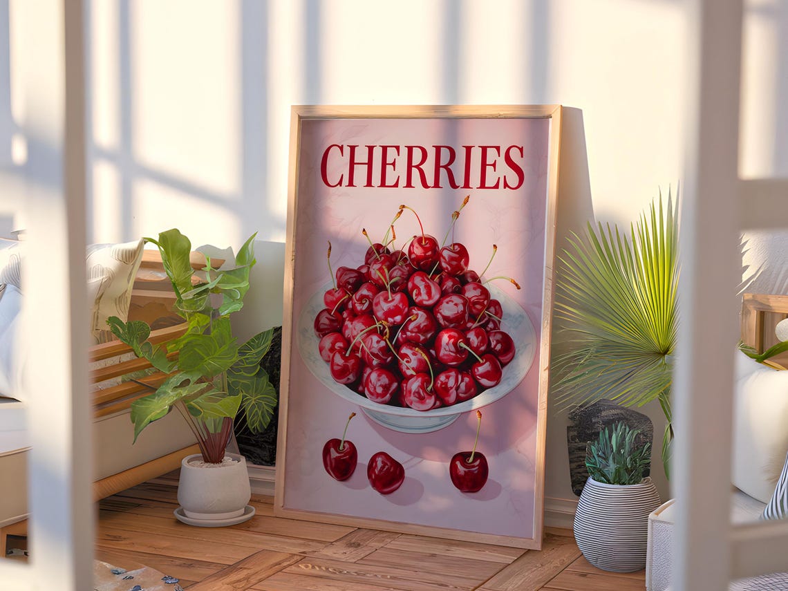 Vintage Cherries Poster, Food Illustration - Image 3
