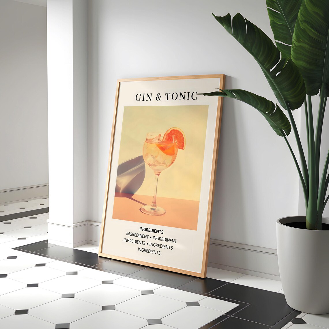 Retro Gin Tonic - Drink Ingredients Art - Image 8