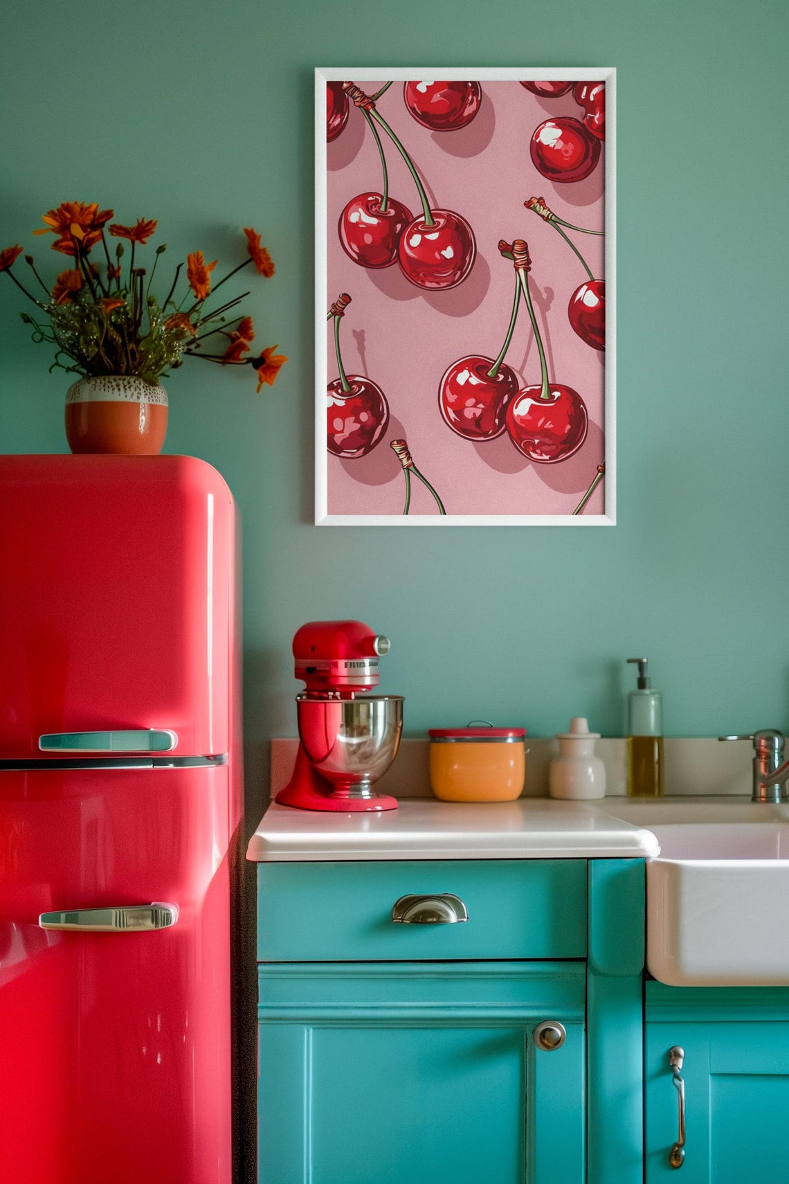 Retro Cherries, Charming Sweet Decor Poster - Image 2