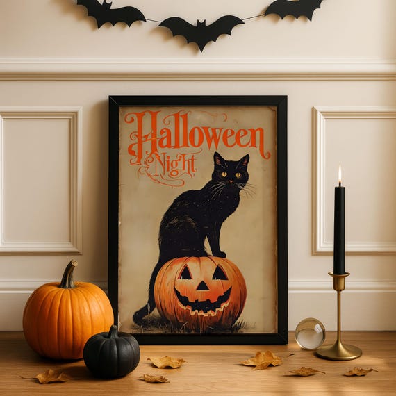 Framed Halloween Night Art Print Spooktacular Ready To Hang Decor