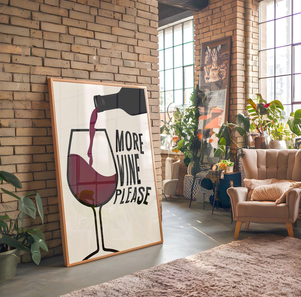 More Wine Please, Rustic Wine Lovers Art Print - Image 3