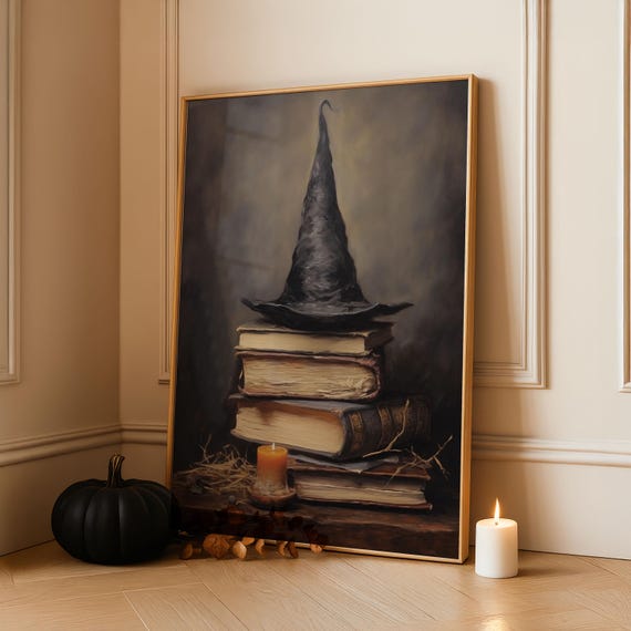 Vintage Halloween Themed Framed Poster Spooky Decor For Autumn Celebrations