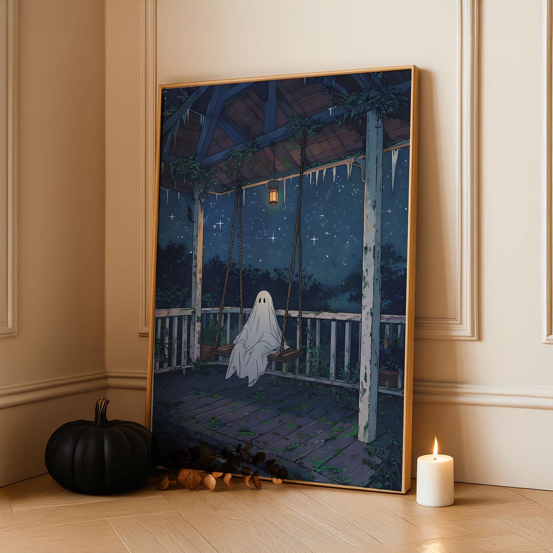 Framed Vintage Halloween Poster Spooky Home Decor