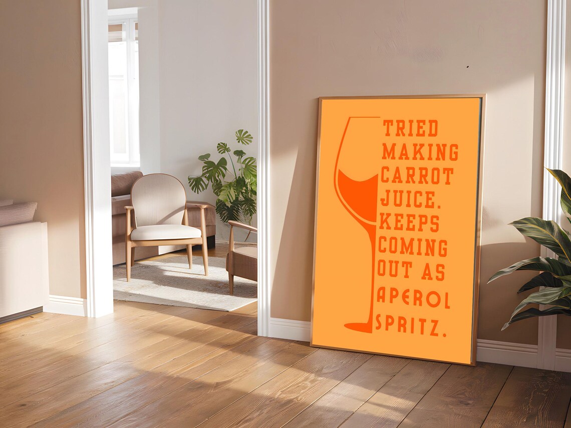 Aperol Spritz Art Print, Italian Cocktail Home Bar - Image 4