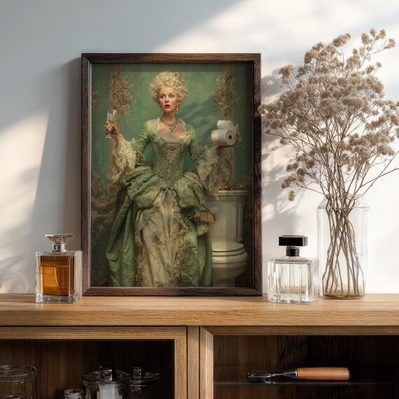 Marie Antoinette Toilet Paper Champagne Funny Bathroom Art Poster