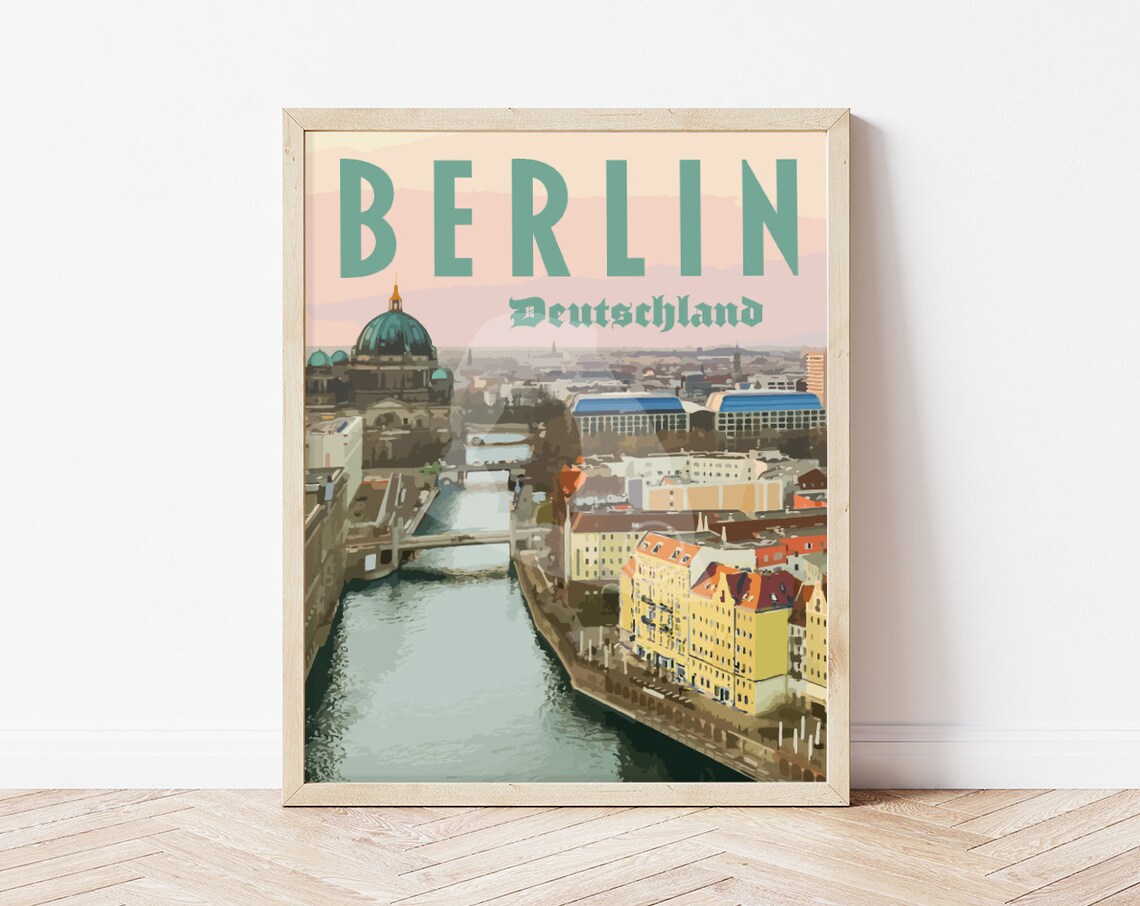Berlin Vintage Travel Poster, Map Art Print