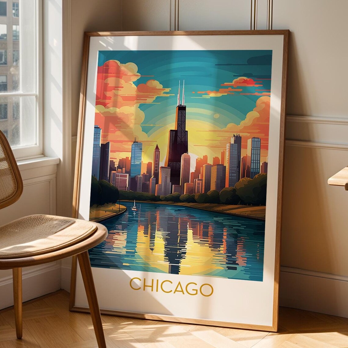 Chicago City Poster Print Wall Decor Fine Art Paper Print Travel Poster Unique City Poster Highend Print Quality On Fine Art Paper - Image 3