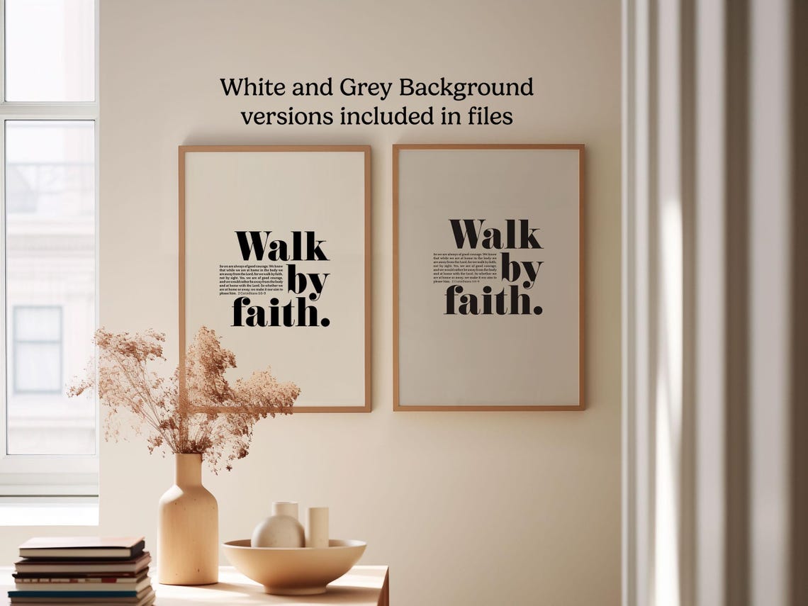 Walk By Faith Bible Verse Wall Art 2 Corinthians 56 9 Christian Modern Scripture Poster Home Decor Contemporary Design - Image 5