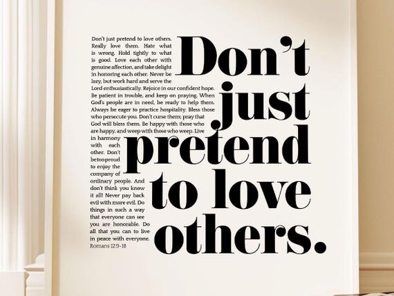 Romans 12 9 18 Nlt Wall Art Christian Bible Verse Poster Christian Wall Art Love Bible Verse Print Scripture Poster