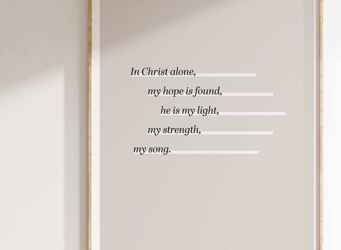 In Christ Alone Hymn Lyric Minimalist Beige Christian Poster - Image 3