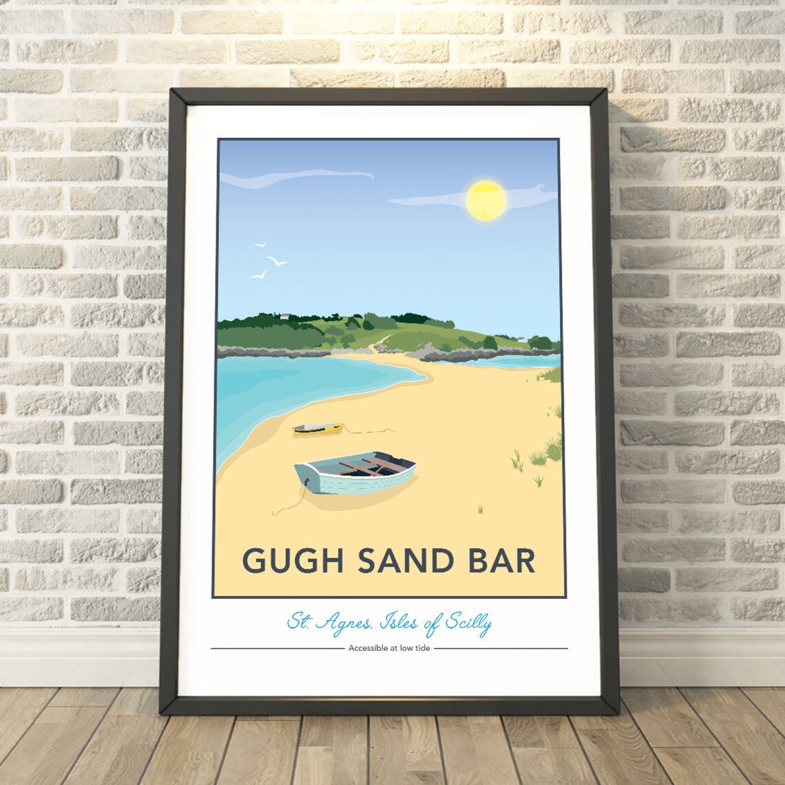 Gugh Sand Bar St Agnes Isles of Scilly Vintage Travel Poster